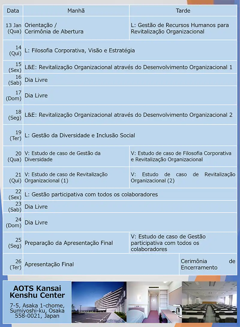 Agenda preliminar do curso